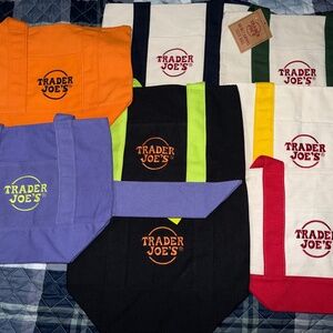 Trader Joe's Mini Canvas Tote Bags Lot of 8